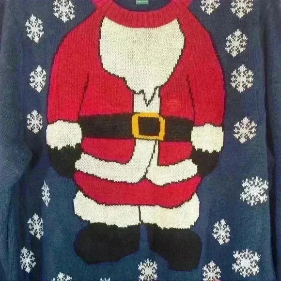 UGLY CHRISTMAS Sweater Men’s Light Up LED Blue Sz L Holiday Casual Party - Picture 3 of 10